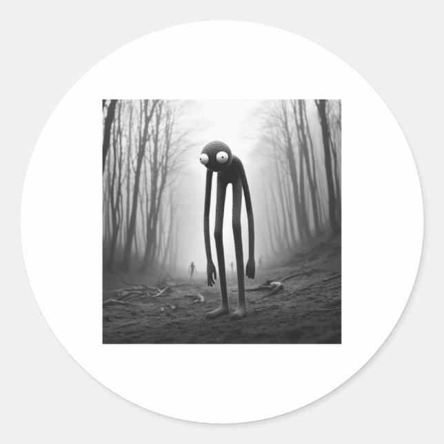 Redonda Pegatina de Creatura de Crochet Extraño (Anverso)