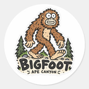 Redonda Pegatina de criptid de Bigfoot Ape Canyon Washingt
