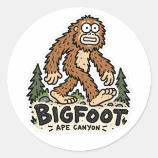 Redonda Pegatina de criptid de Bigfoot Ape Canyon Washingt