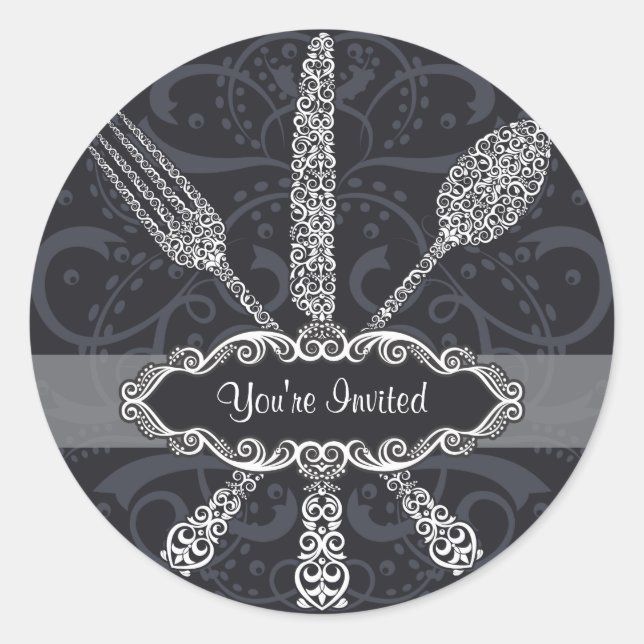 Redonda Pegatina de Cuchara de Cuchilla de la horquilla (Anverso)