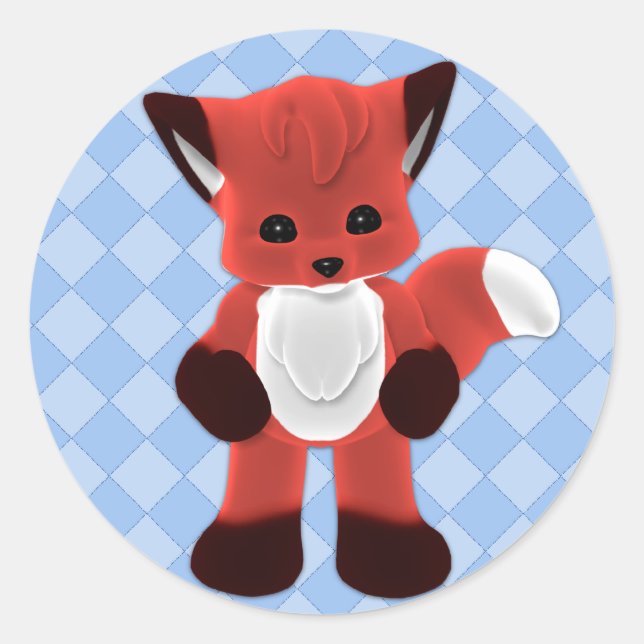 Redonda Pegatina de Cuddle Fox Toon (Anverso)