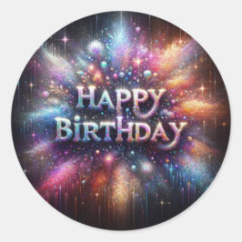 Redonda Pegatina de cumpleaños