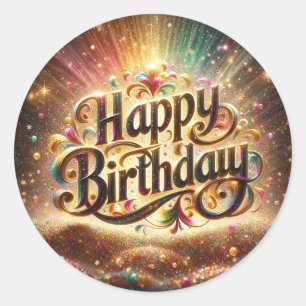 Redonda pegatina de cumpleaños