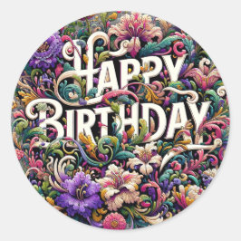 Redonda Pegatina de cumpleaños