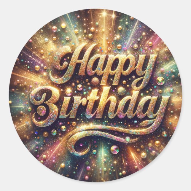 Redonda Pegatina de cumpleaños (Anverso)