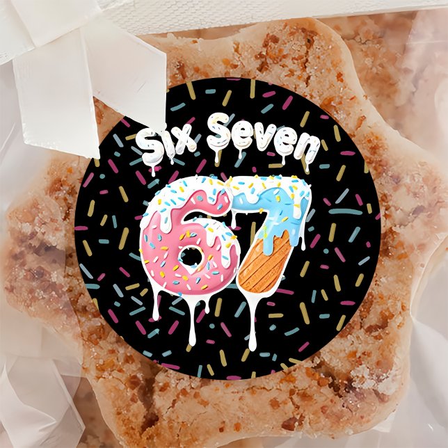 Redonda Pegatina de cumpleaños 6 7 Tendencia de meme Seis  (Subido por el creador)