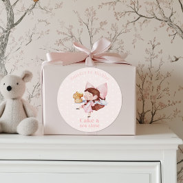 Redonda Pegatina de cumpleaños a la hora del té y el té