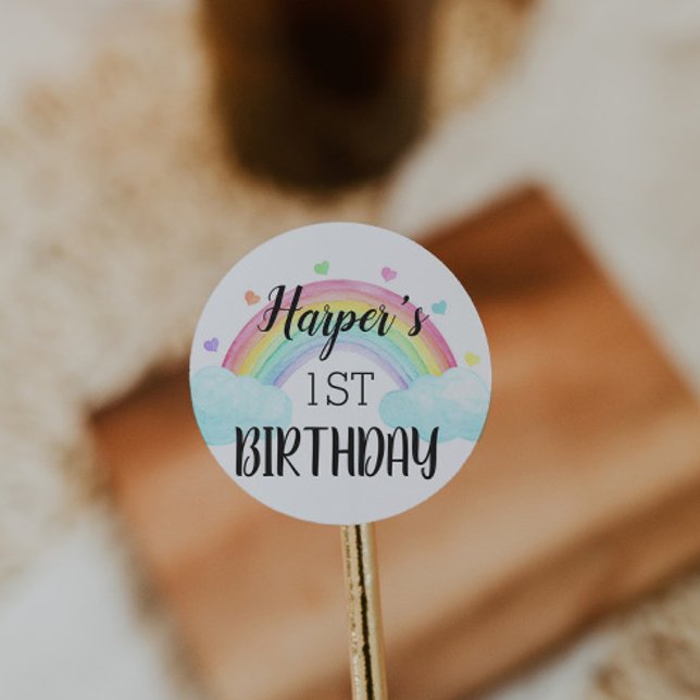 Redonda Pegatina de cumpleaños arcoiris (Subido por el creador)