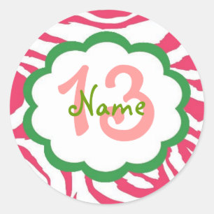 Redonda Pegatina de cumpleaños Chica personalizada
