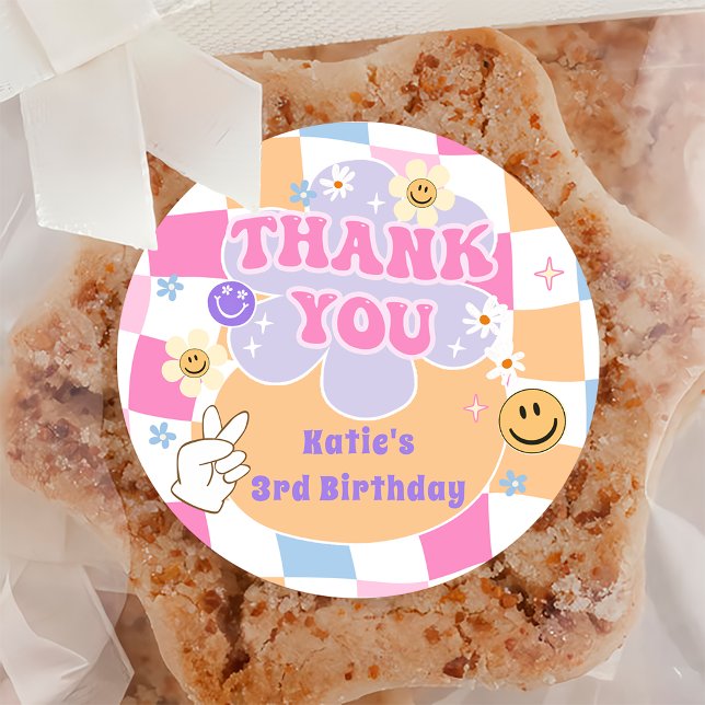 Redonda Pegatina de cumpleaños con sonrisa contenta (Subido por el creador)