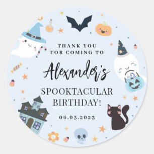 Redonda Pegatina de cumpleaños de Blue Spooky Halloween