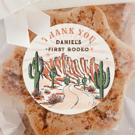 Redonda Pegatina de cumpleaños de Cowboy del país occident