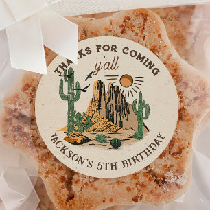 Redonda Pegatina de cumpleaños de Cowboy West Wild Occiden