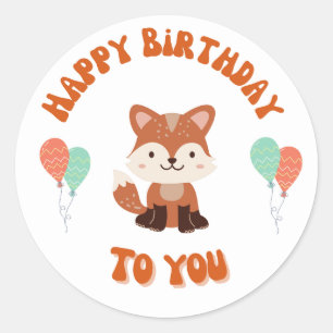 Redonda Pegatina de cumpleaños de Cute Raccoon