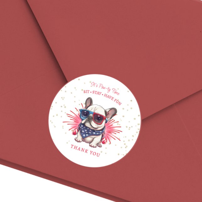 Redonda Pegatina de cumpleaños de Dog Let's Pawty (Subido por el creador)