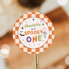 Redonda Pegatina de cumpleaños de Halloween Spooky One 1st