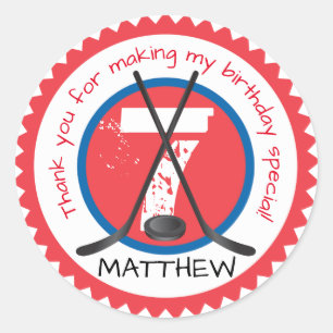 Redonda Pegatina de cumpleaños de hockey