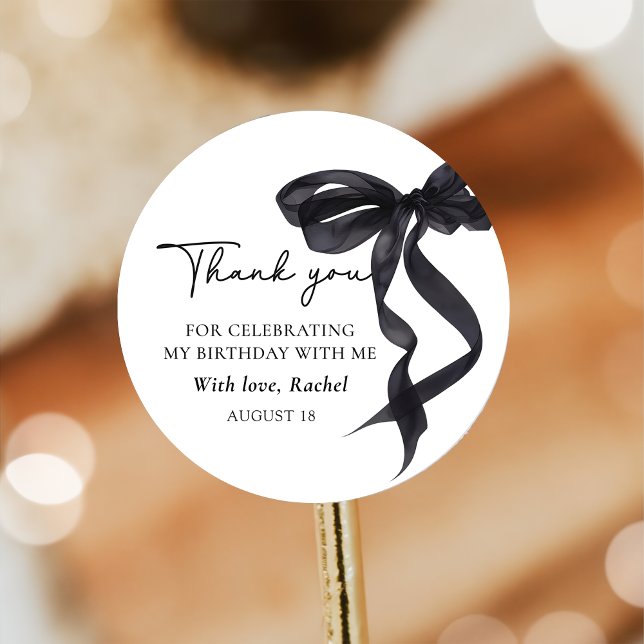 Redonda Pegatina de cumpleaños de lazo negro Elegant Coque (Subido por el creador)
