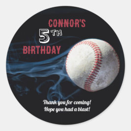 Redonda Pegatina de cumpleaños de los niños de béisbol