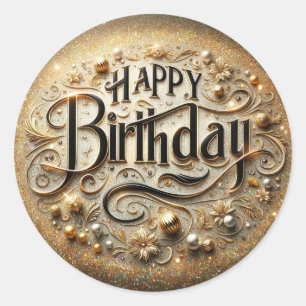 Redonda Pegatina de cumpleaños de lujo