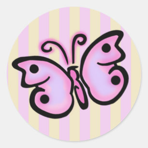 Redonda Pegatina de cumpleaños de mariposa