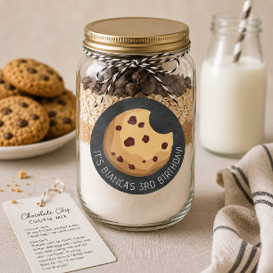 Redonda Pegatina de cumpleaños de pizarra de galleta con c