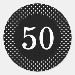 Redonda Pegatina de cumpleaños de puntos de polka blancos 