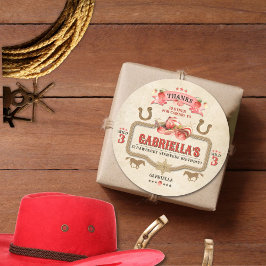 Redonda Pegatina de cumpleaños de Strawberry Stampede