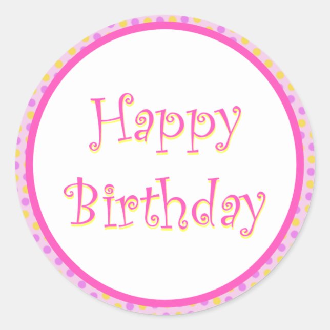 Redonda Pegatina de cumpleaños feliz de fiesta (Anverso)