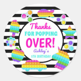 Redonda Pegatina de cumpleaños pop it, pop sobre pegatina