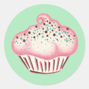 Redonda Pegatina de Cupcake