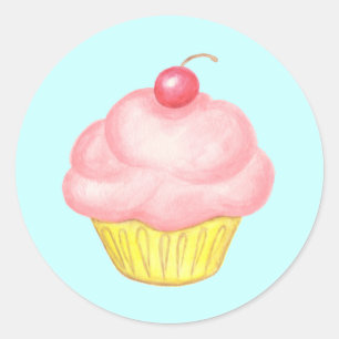 Redonda Pegatina de Cupcake