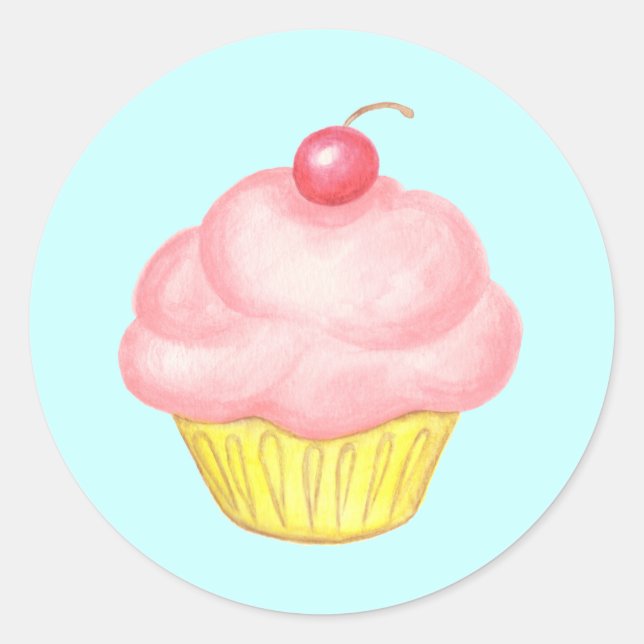 Redonda Pegatina de Cupcake (Anverso)