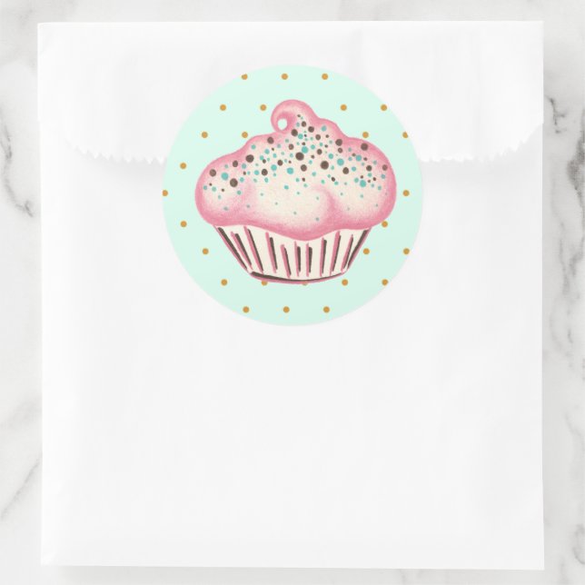 Redonda Pegatina de Cupcake (Bolso)