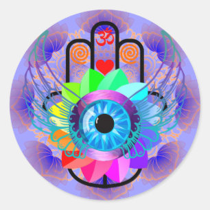 Redonda Pegatina de curación de Hamsa
