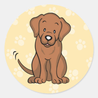 Redonda Pegatina de Cute Cartoon Dog Labrador