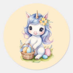 Redonda Pegatina de Cute Easter Unicorn