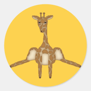 Redonda Pegatina de Cute Giraffe