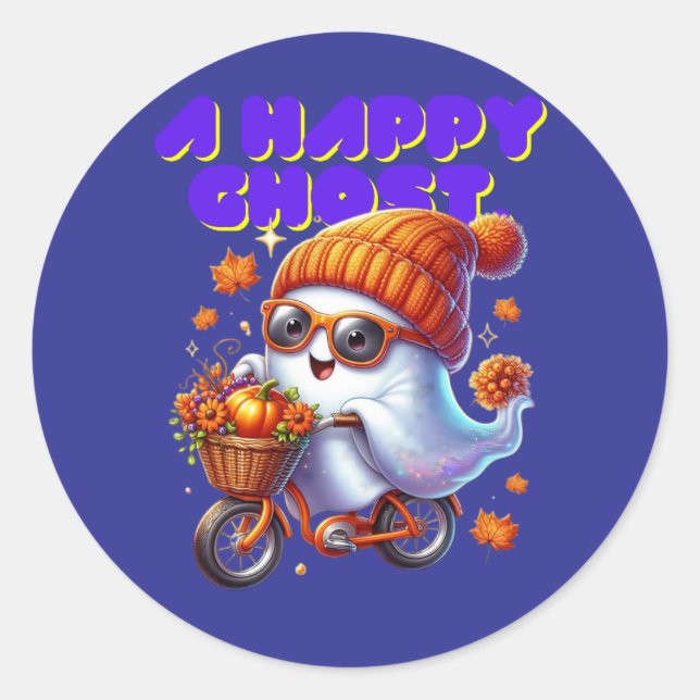 Redonda Pegatina de Cute Halloween Ghost Boo (Anverso)