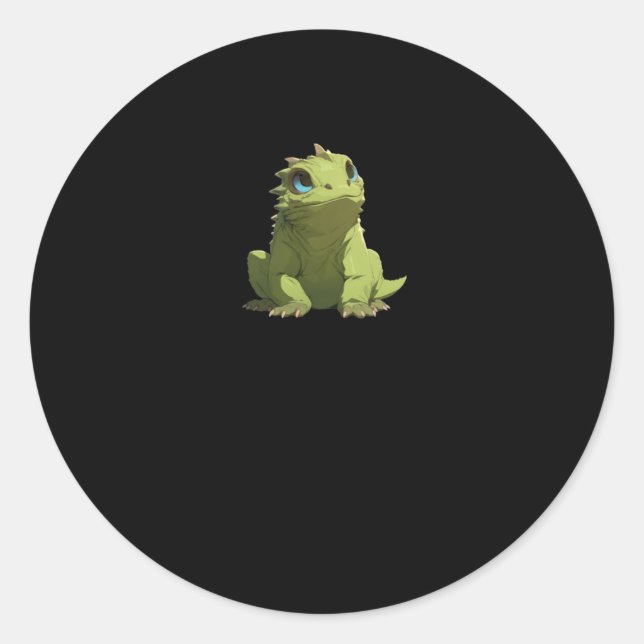 Redonda Pegatina de Cute Happy Friend Lizard (Anverso)