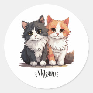 Redonda Pegatina de Cute Kitten