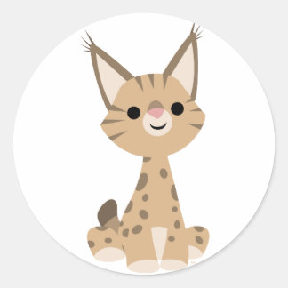 Redonda Pegatina de Cute Personalizado Lynx