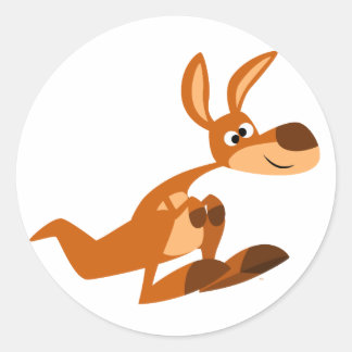 Redonda Pegatina de Cute Personalizado Silly Kangaroo