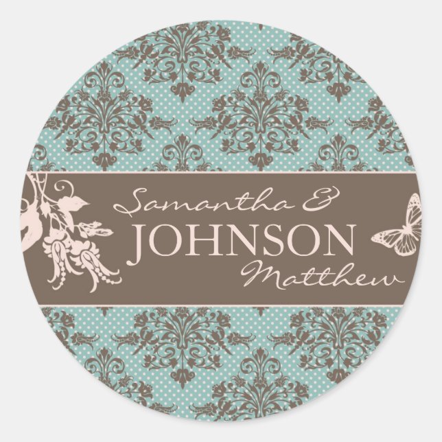 Redonda Pegatina de Damask de otoño (Anverso)