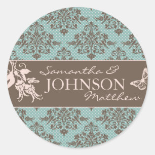 Redonda Pegatina de Damask de otoño