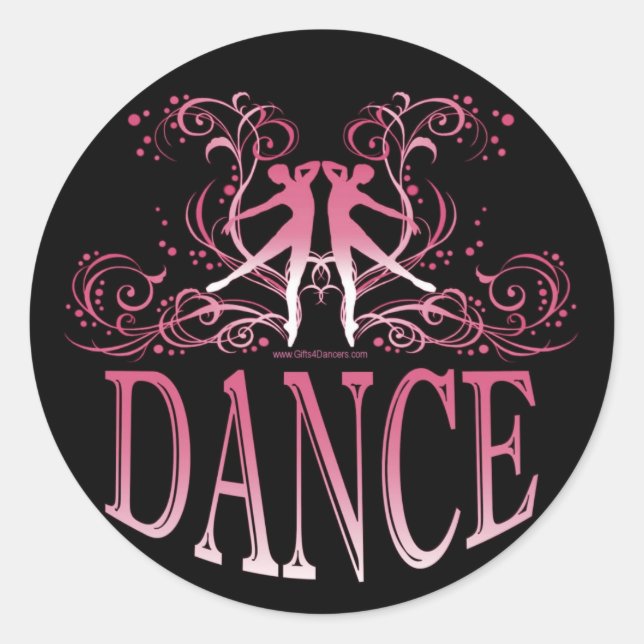 Redonda Pegatina de danza (rosa) (Anverso)