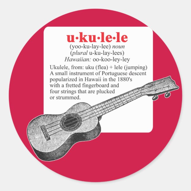 Redonda Pegatina de definición de Ukulele (Anverso)
