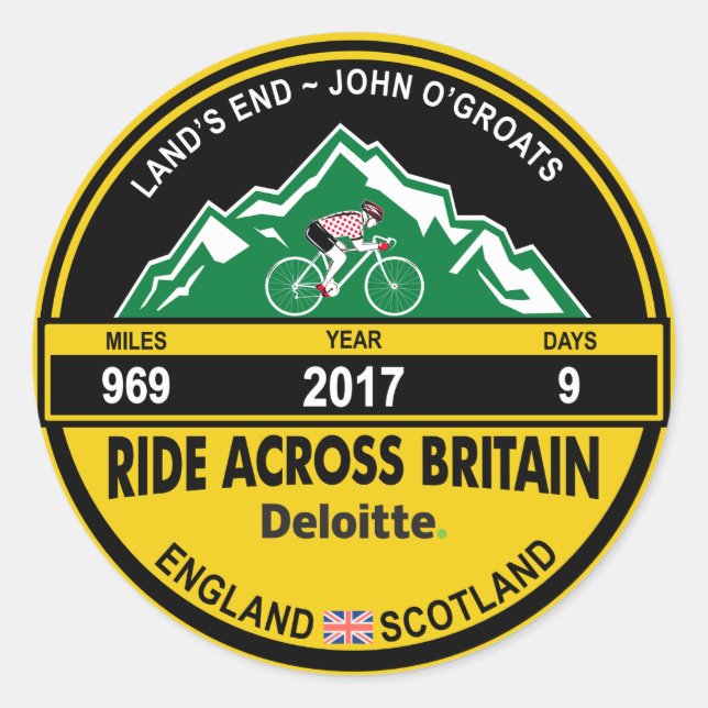 Redonda Pegatina de Deloitte RIDE EN GRAN BRETAÑA 2017 (Anverso)