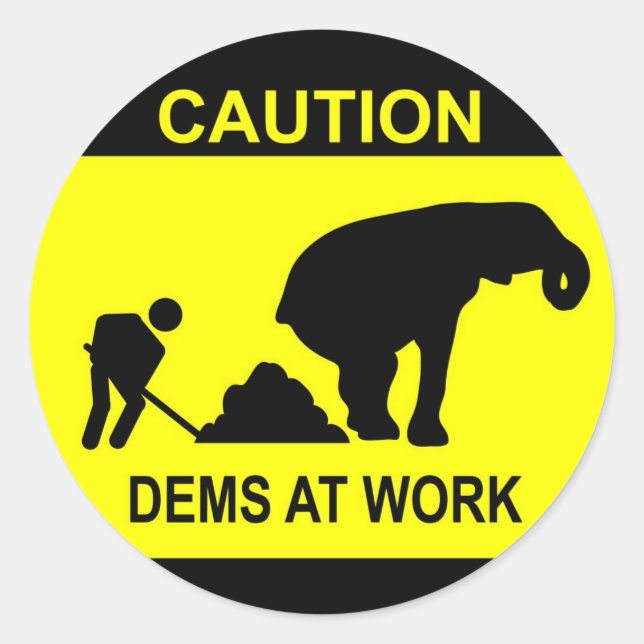 Redonda Pegatina De Dems En El Trabajo (Anverso)