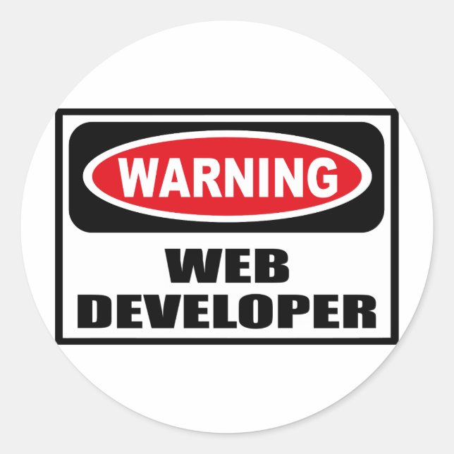 Redonda Pegatina DE DESARROLLADOR WEB DE AVISO (Anverso)